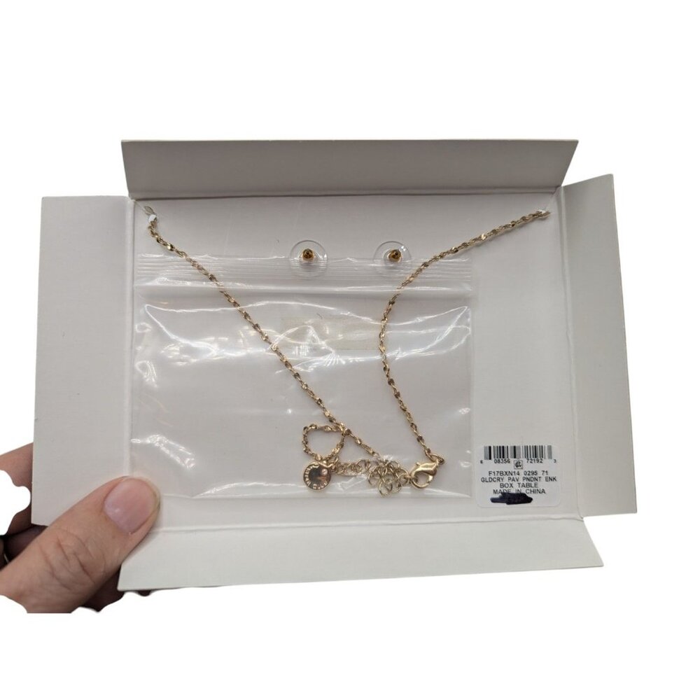 Charter Club Gold-Tone Necklace & Earring Set With Sparkling Pendant & Studs In - Picture 7 of 9